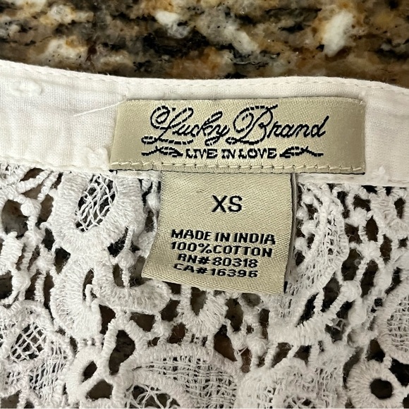 Lucky Brand Vtg Y2k Swiss Dot Crochet Blouse Boho Peasent Ethereal Beach Coastal - Picture 7 of 11